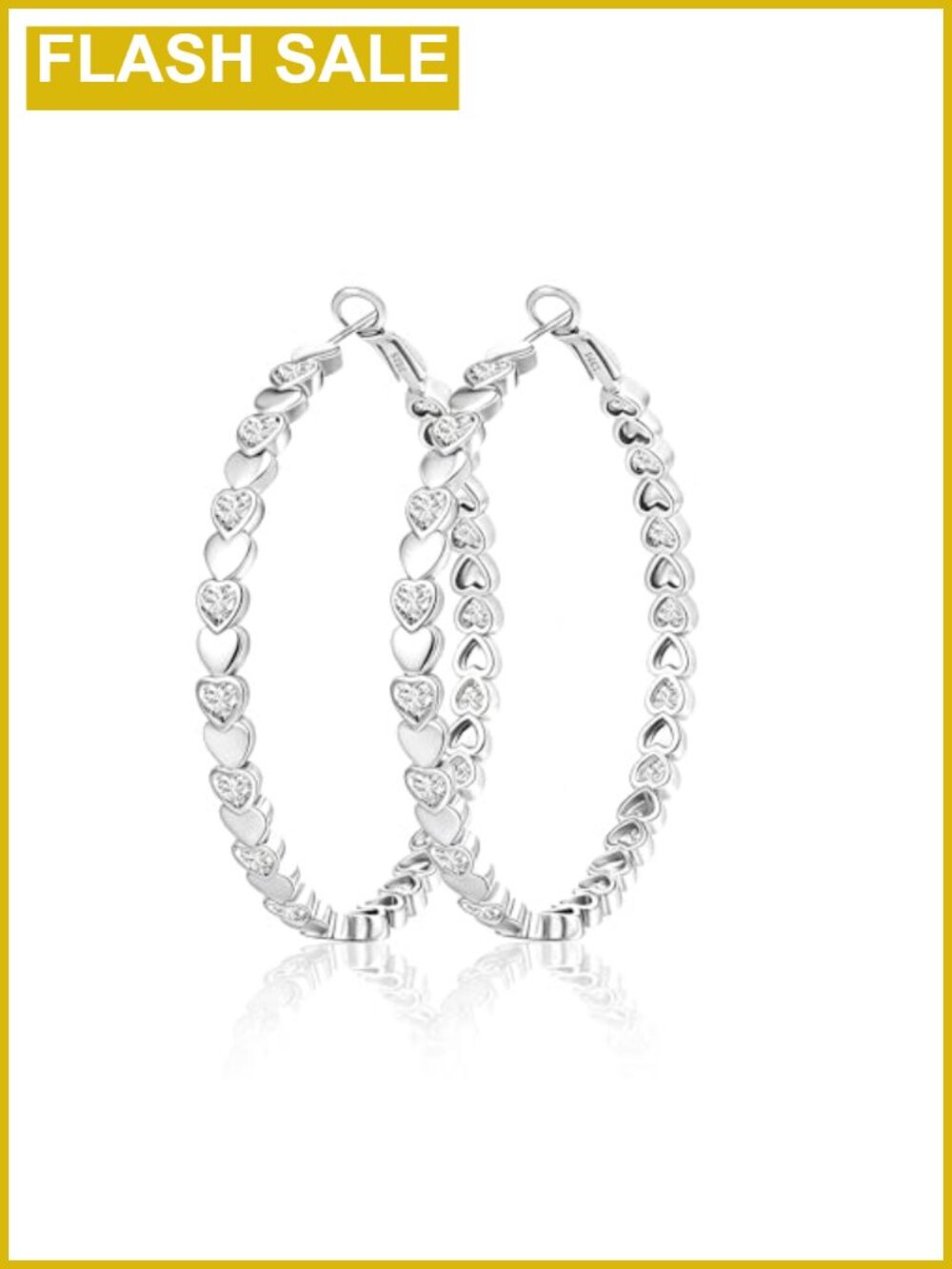 14k Gold Plated Heart Hoop Earrings 925 Sterling Silver Cubic Zirconia Women